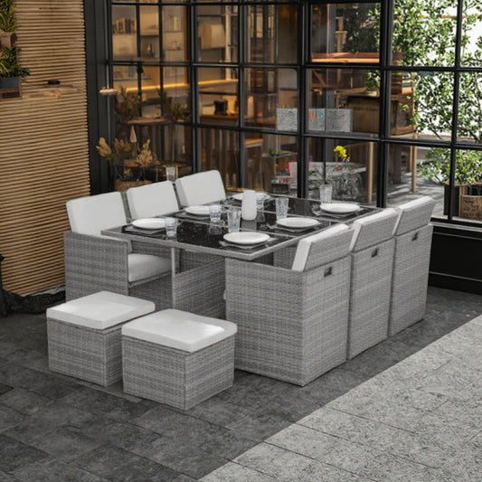 Modern Outdoor Aluminum Rattan Dining Table Set