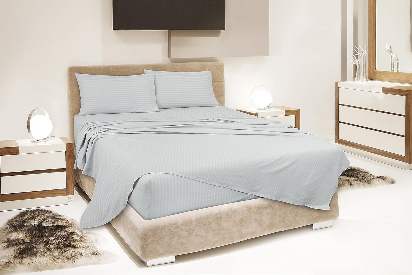 4 Piece Bedding Set brushed Microfiber Flat Sheet