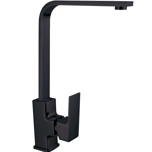 Matte Black Brass High Flow Square Single Handle Kitchen Sink Faucet