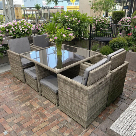 Modern Outdoor Aluminum Rattan Dining Table Set