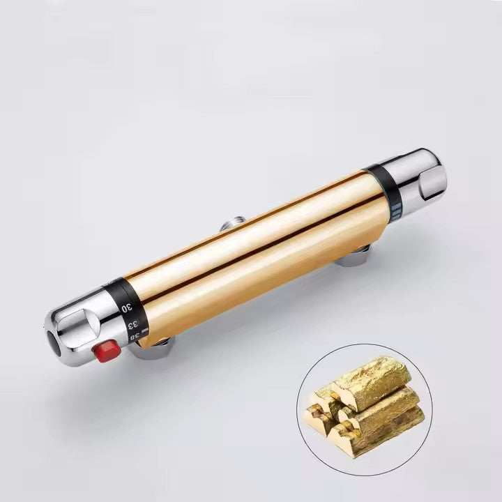 Chrome Thermostatic Shower Mixer, Wall Mounted Shower Mixer Valve Anti Scald Tap, Hot & Cold Water Mixer Intelligent Constant Temperature