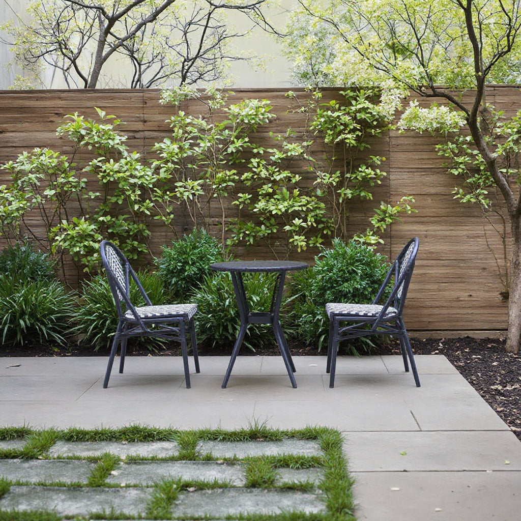 3 Pieces CafeRattan Garden Dining Table and Chairs Set