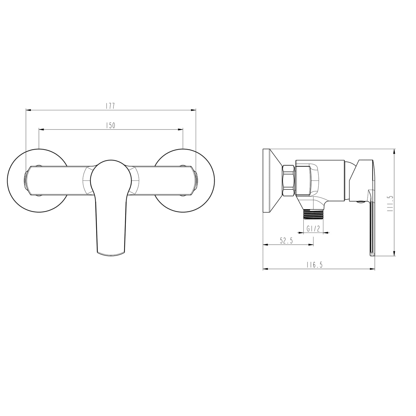 Hot Cold Water Wall Mounted Shower Mixer